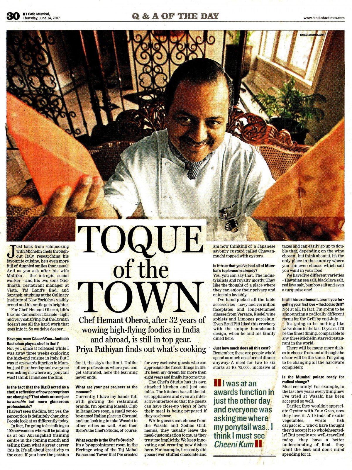 Chef Hemant Oberoi: Always the Toque of the Town