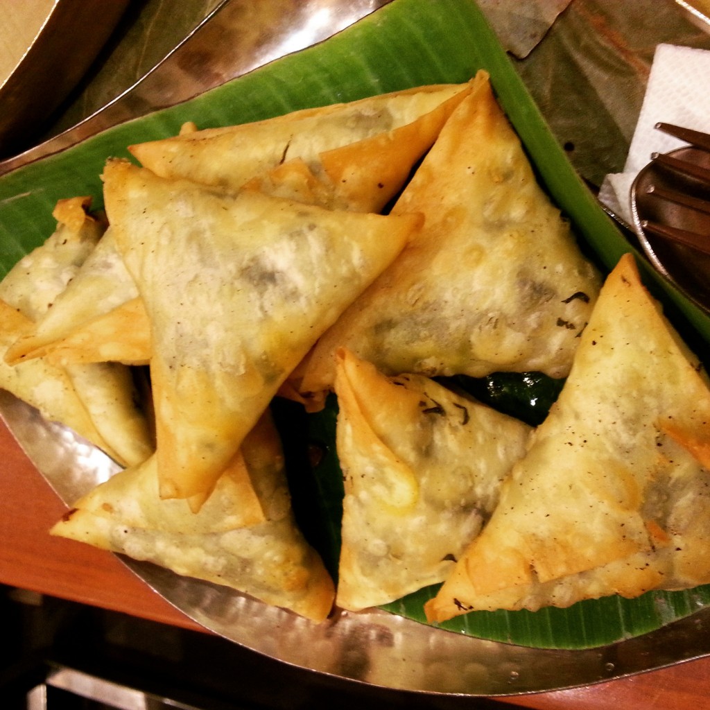 Spinach and cheese samosas